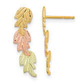 10k and 12k Tri-color Black Hills Gold 3-Leaves Post Earrings