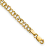 10k 4mm Hollow Double Link 7 inch Charm Bracelet