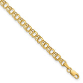 10k 4.5mm Hollow Diamond-cut Double Link 7 inch Charm Bracelet