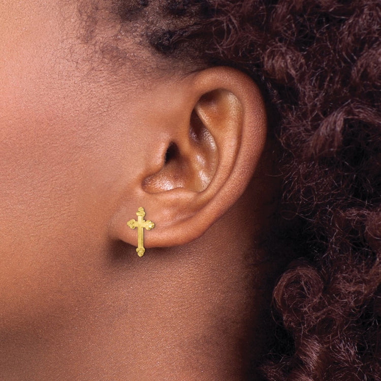 10k Budded Cross Post Earrings
