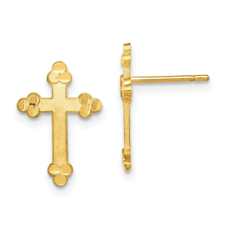 10k Budded Cross Post Earrings