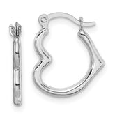10K White Gold Hollow Side Heart Shaped Hoop Earrings