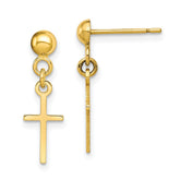 10k Polished Cross Dangle Post Earrings