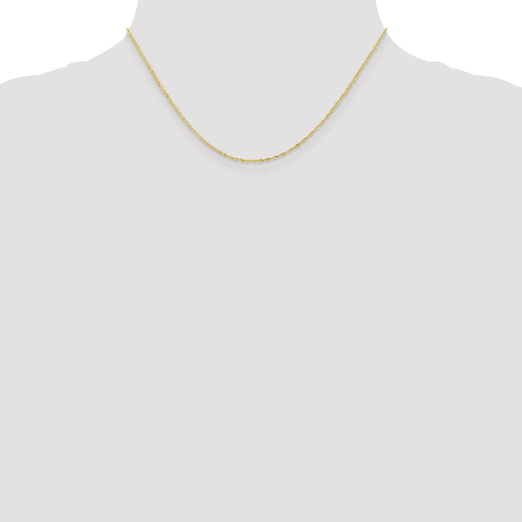 10K Solid Yellow Gold 1.1MM Singapore Chain Necklace 16-24 Inch
