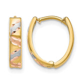 10K Two-tone with White Rhodium Polished and Satin D/C Earrings