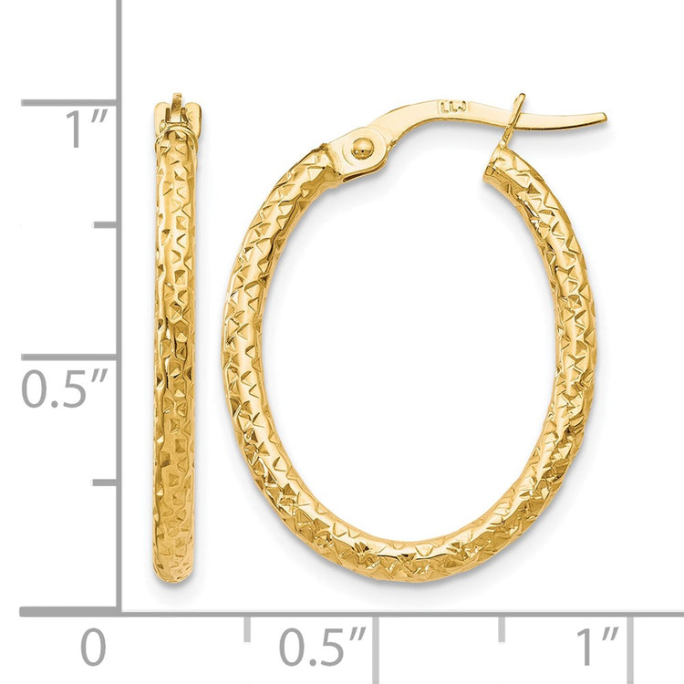 10K Polished D/C Oval Hoop Earrings