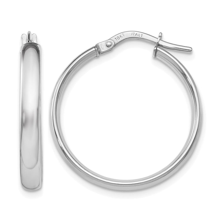 10K White Gold Polished Hoop Earrings