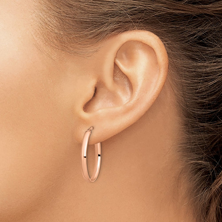 10K Rose Gold Polished Oval Hoop Earrings