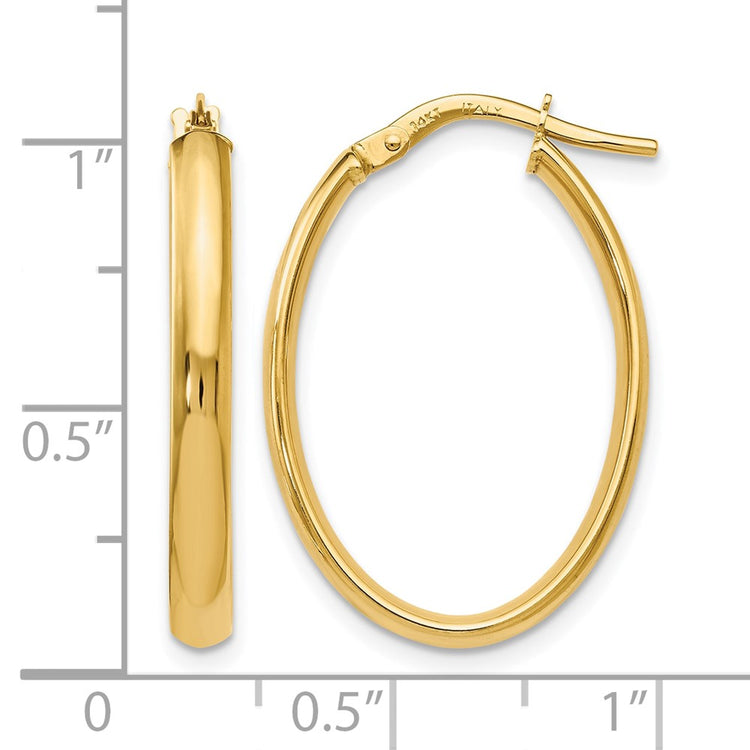 10K Polished Oval Hoop Earrings