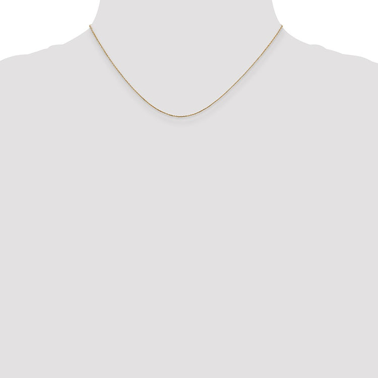 10K Solid Yellow Gold 0.6MM D/C Round Open Link Cable Chain Necklace 16-24 Inch