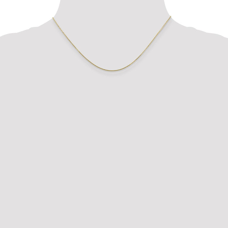 10K Solid Yellow Gold 0.8MM D/C Round Open Link Cable Chain Necklace 16-24 Inch