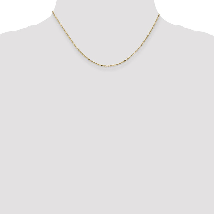 10K Solid Yellow Gold Flat Figaro Pendant Chain Necklace Womens 16-24 Inch