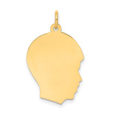 10K Plain Medium .013 Gauge Facing Right 16x21mm Engravable Boy Head Charm
