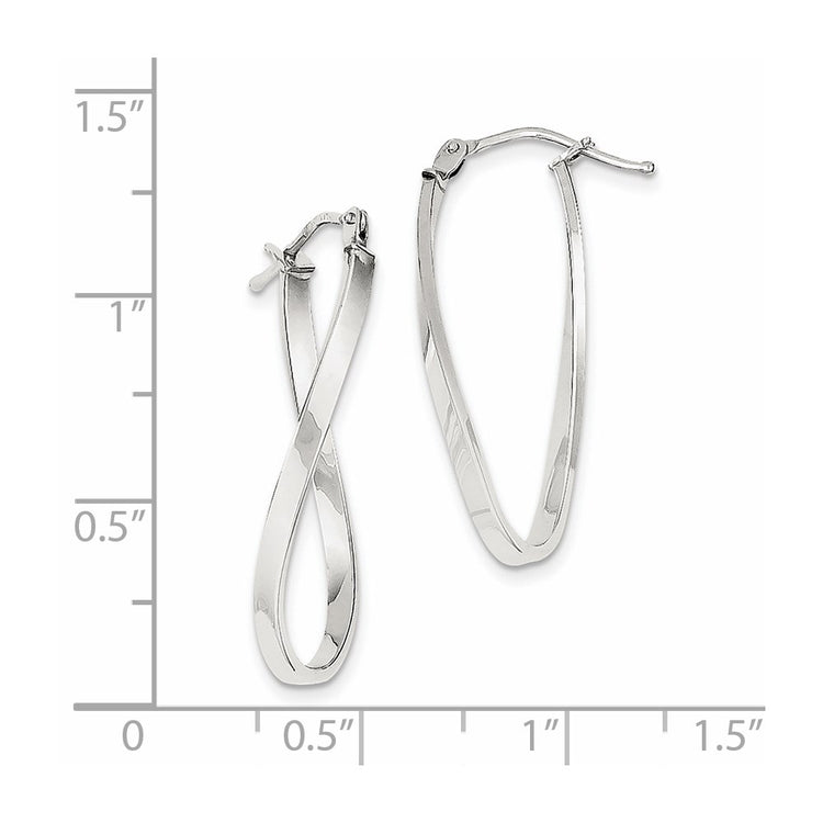10k White Gold Twisted Hoop Earrings