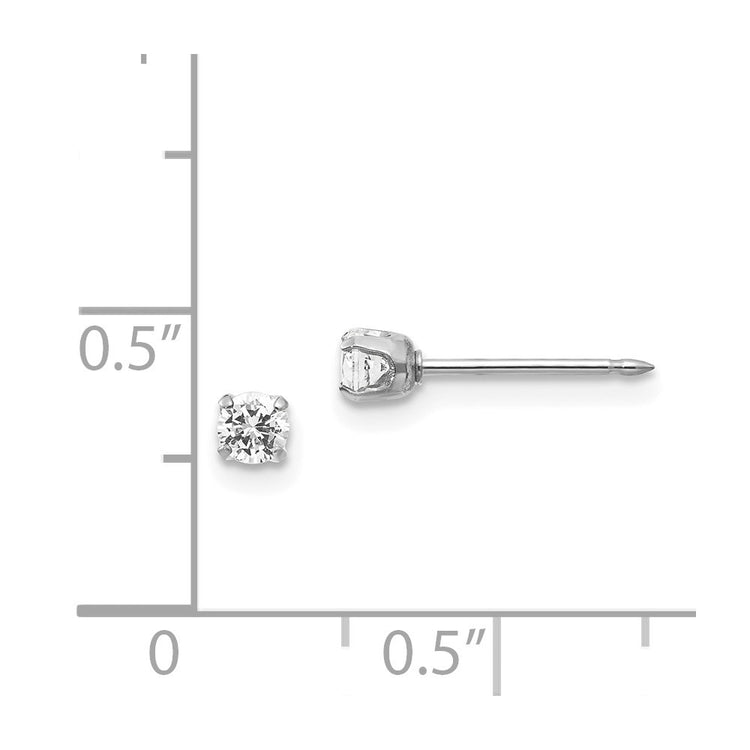 Inverness 14k White Gold 3mm CZ Post Piercing Earrings