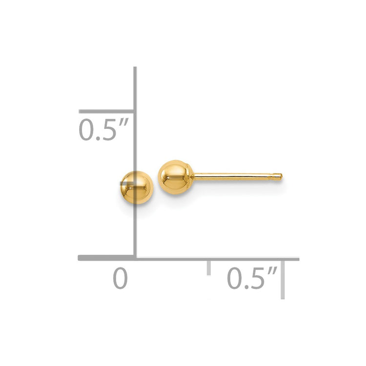 14K Polished 3mm Ball Post Earrings