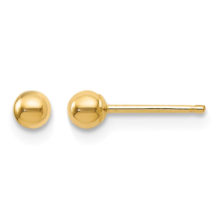 14K Polished 3mm Ball Post Earrings