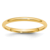 10k Yellow Gold 2mm Lightweight Comfort Fit Wedding Band
