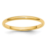 10k Yellow Gold 2mm Half Round Wedding Band