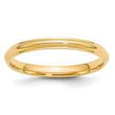 10k Yellow Gold 2.5mm Half Round with Edge Wedding Band Size 4