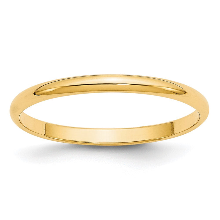 10k Yellow Gold 2mm Lightweight Half Round Wedding Band