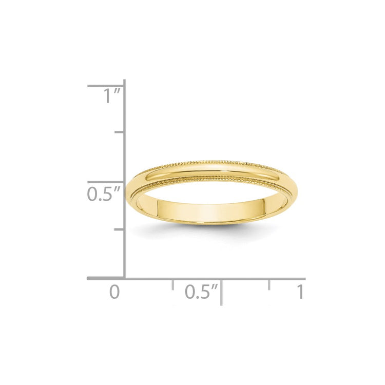 10k Yellow Gold 3mm Milgrain Half Round Wedding Band