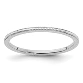10K White Gold 1.2mm Milgrain Stackable Band