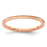 10K Rose Gold 1.2mm Criss-Cross Pattern Stackable Band