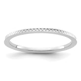 10K White Gold 1.2mm Criss-Cross Pattern Stackable Band