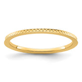 10K Yellow Gold 1.2mm Criss-Cross Pattern Stackable Band