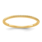 10K Yellow Gold 1.2mm Twisted Wire Pattern Stackable Band