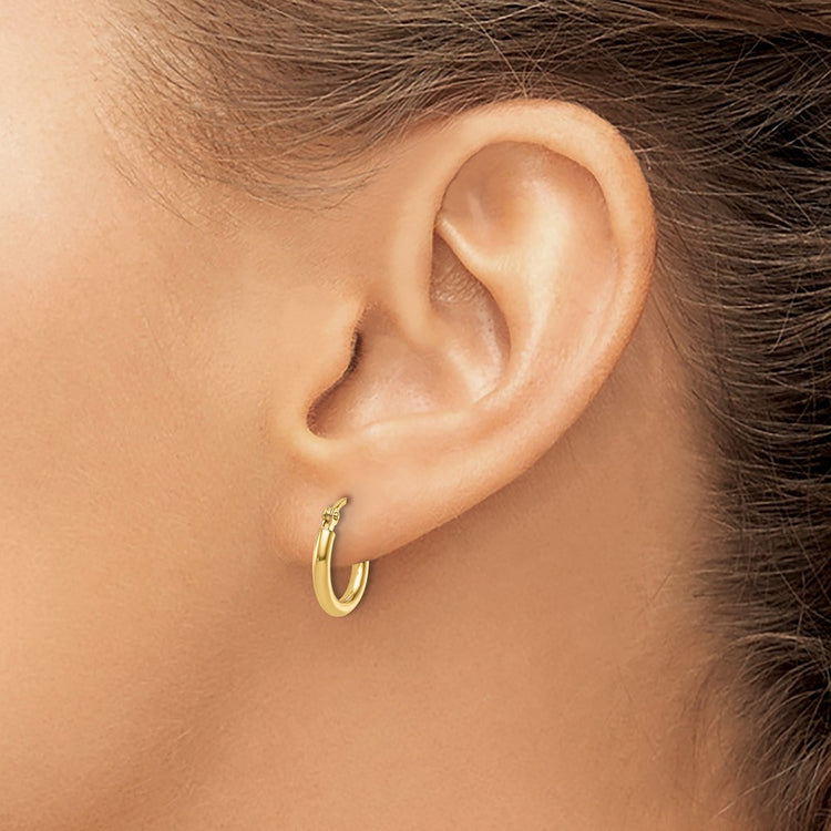 14K 2x12mm Polished Hoop Earrings