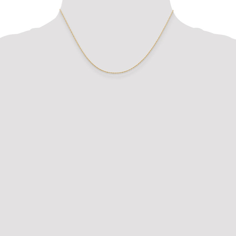 14K Solid Yellow Gold 0.5MM Carded Cable Rope with Spring Ring Clasp Chain Necklace 16-24 Inch