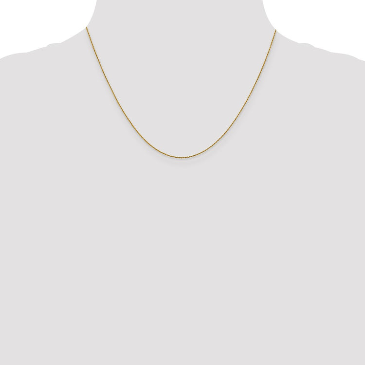 14K Solid Yellow Gold 0.8MM Loose Rope Chain Necklace 18-24 Inch