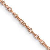 14K Rose Gold 16 inch Carded 1.15mm Cable Rope with Spring Ring Clasp Chain