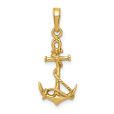 14k 3-D Anchor with Shackle and Entwined Rope Pendant
