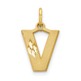14KY Satin Diamond-cut Letter V Initial Charm