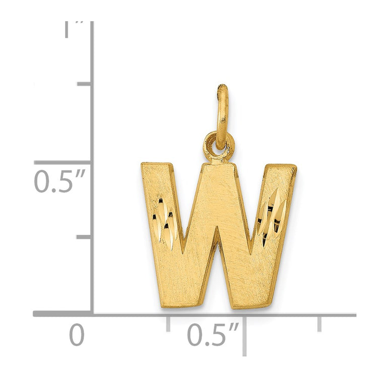 14KY Satin Diamond-cut Letter W Initial Charm
