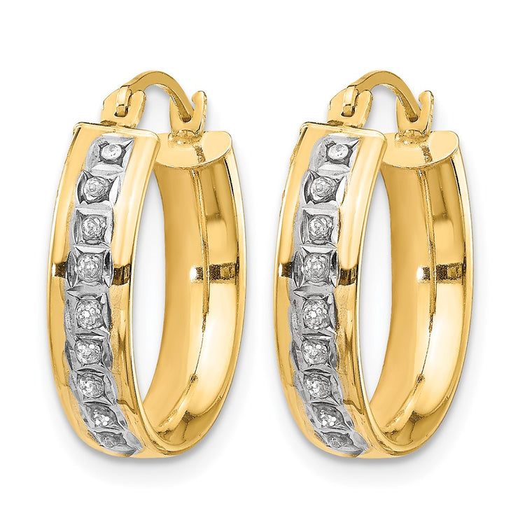 14k Diamond Fascination Diamond Dust/Accent 5x18mm Round Hoop Earrings