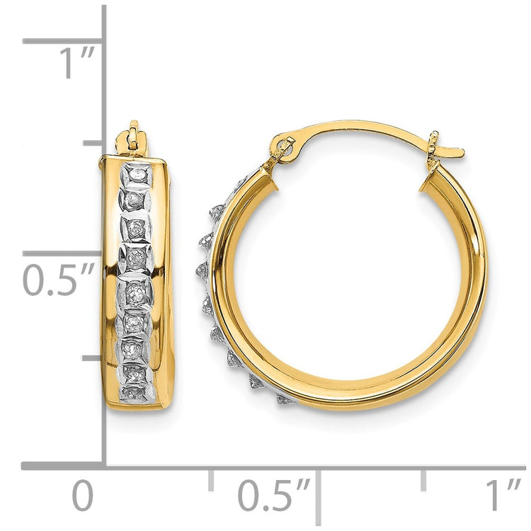 14k Diamond Fascination Diamond Dust/Accent 5x18mm Round Hoop Earrings