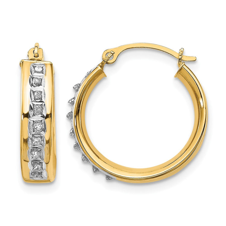 14k Diamond Fascination Diamond Dust/Accent 5x18mm Round Hoop Earrings