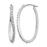 14k White Gold Diamond Fascination Diamond Dust/Accent 1x30mm Oval Twist Hoop Earrings
