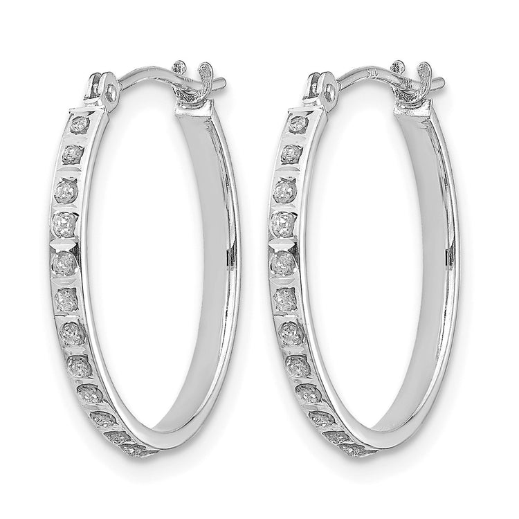 14k White Gold Diamond Fascination Diamond Dust/Accent 2x20mm Round Hoop Earrings