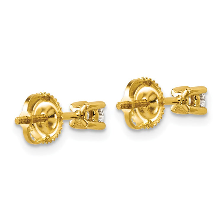 14k 1/4 carat Certified Lab Grown Diamond VS+ F+ Round Complete Four Prong Screwback Heavyweight Stud Earrings