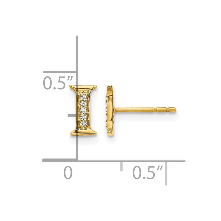 14k Diamond Initial I Post Earrings