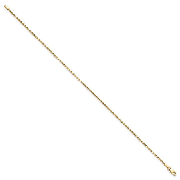 14K 6 inch 1.5mm Ultra Diamond-cut Rope with Lobster Clasp Chain