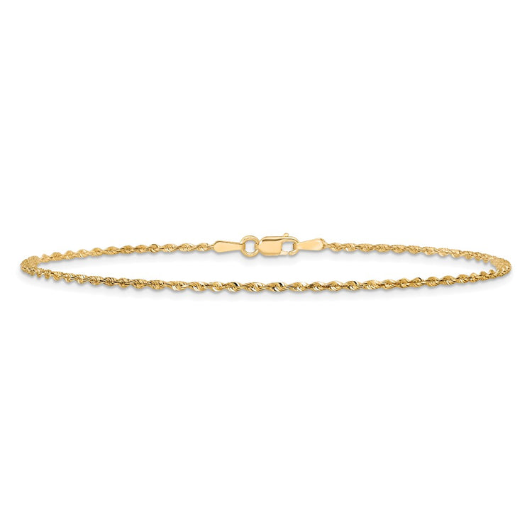 14K 7 inch 1.5mm Ultra Diamond-cut Rope with Lobster Clasp Chain
