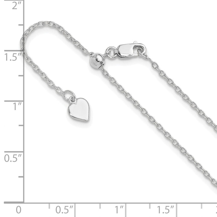 Sterling Silver RH-plated Adjustable 1.4mm Cable Chain