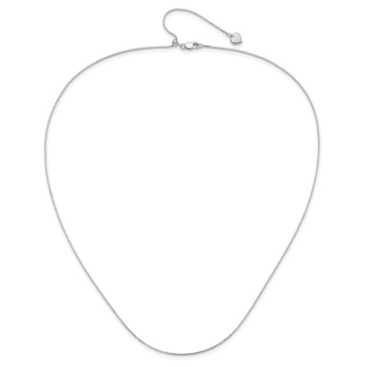 Sterling Silver RH-plated Adjustable .85mm Box Chain