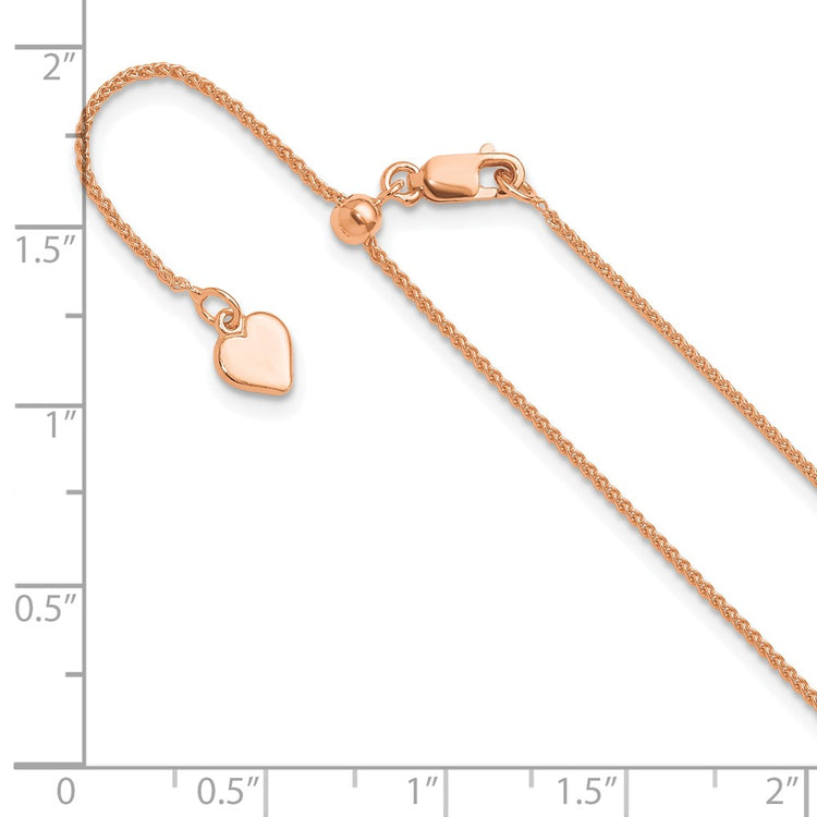 Sterling Silver Rose Gold-plated Adjustable 1mm Spiga Chain